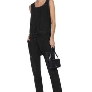 Current/Elliot zip cargo linen black jumpsuit jumper onesie 001